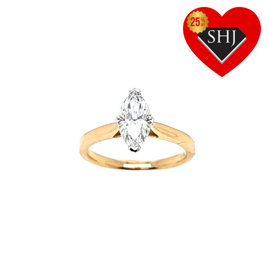 18ct Yellow Gold Lab Created Marquis Diamond Ring