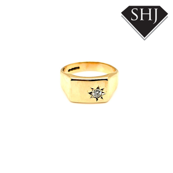9ct Yellow Gold Diamond Signature Ring