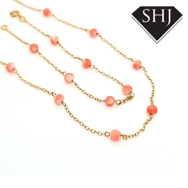 18ct Yellow Gold Coral Necklace