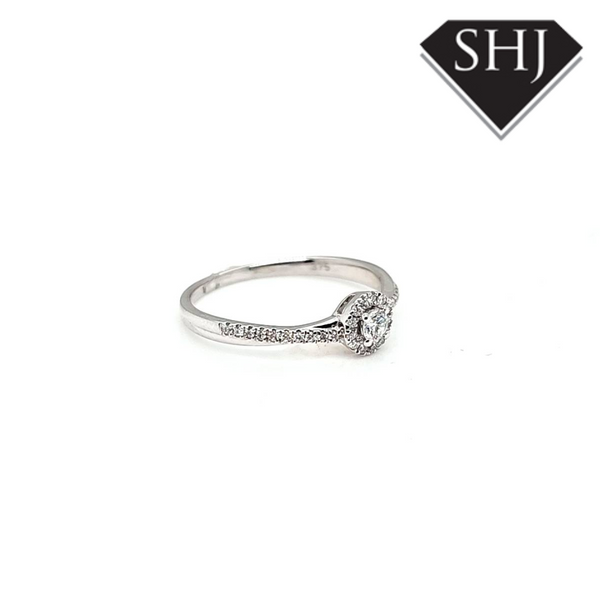 9ct White Gold Halo Ring 0.20ct