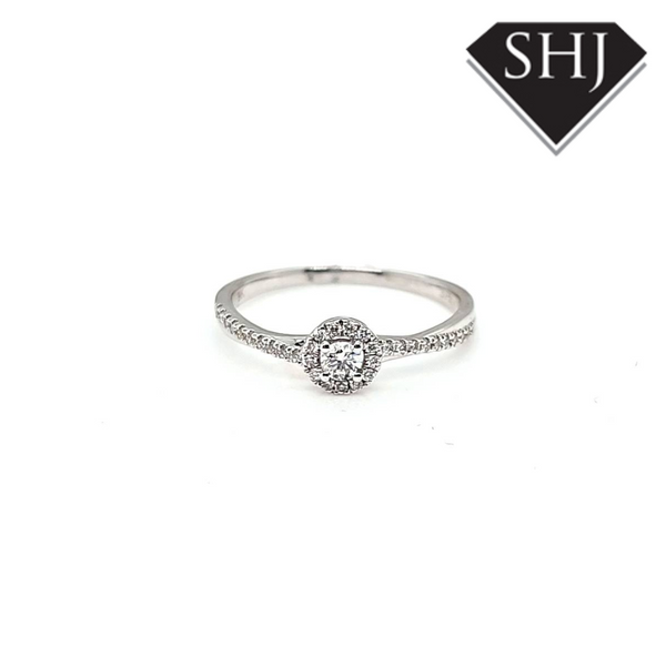 9ct White Gold Halo Ring 0.20ct