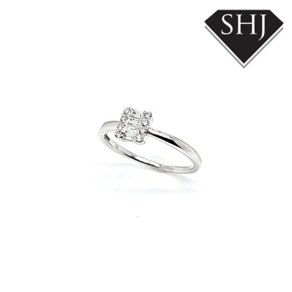 9ct White Gold Diamond Cluster Ring