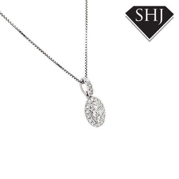 9ct White Gold Diamond Cluster Pendant