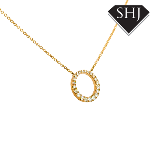 9ct White Gold 0.33ct Diamond Circle Pendant