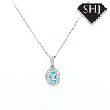 9ct White Gold Aqua and Diamond Pendant