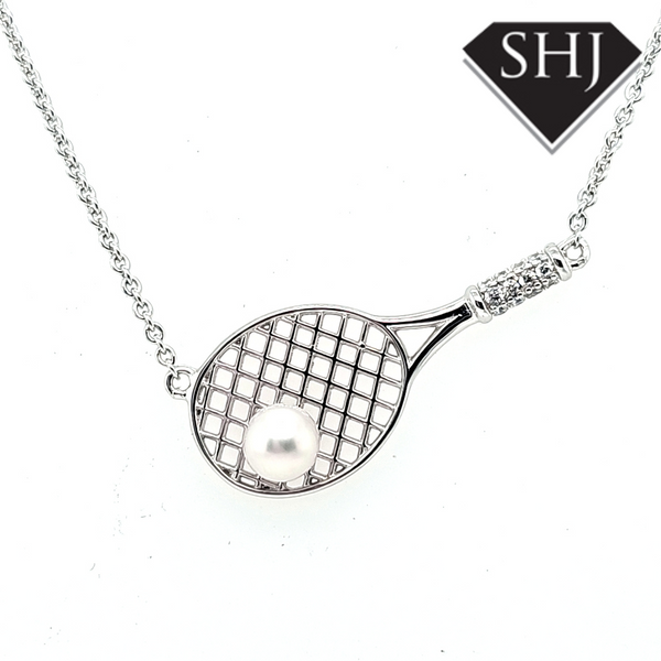 Silver Tennis Racket Pendant