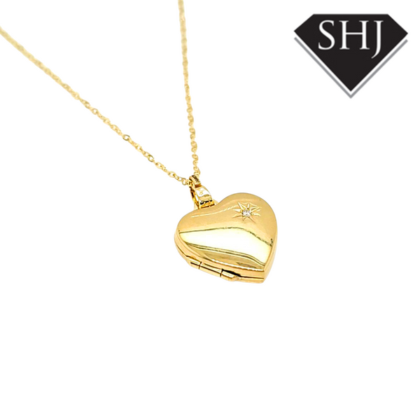 9ct Diamond Set Heart Locket