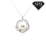 Silver CZ and Fresh Water Pearl Pendant