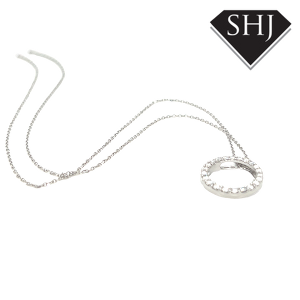 9ct White Gold Diamond Pendant