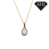 9ct Yellow Gold Opal and Diamond Pendant