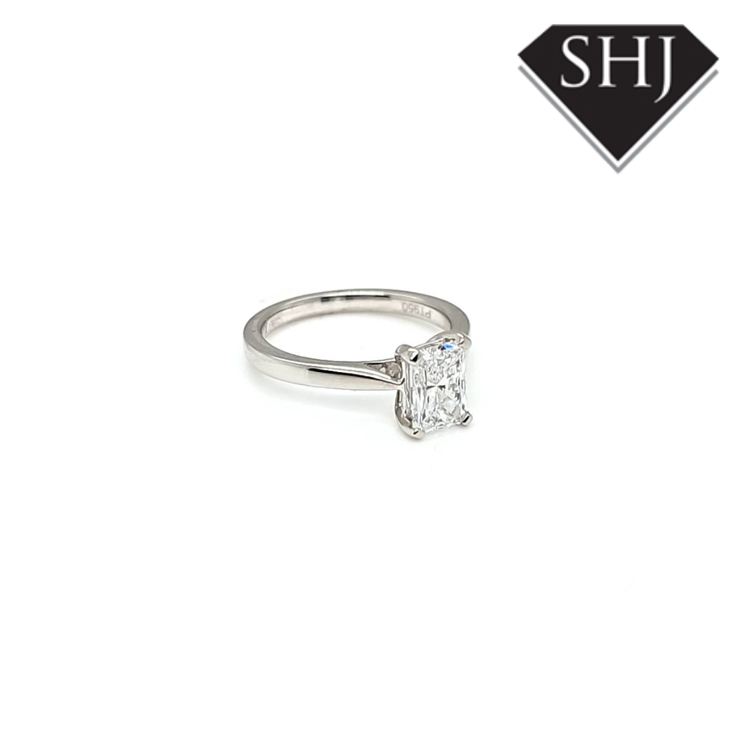 Lab Created Platinum Radiant Cut Diamond Ring