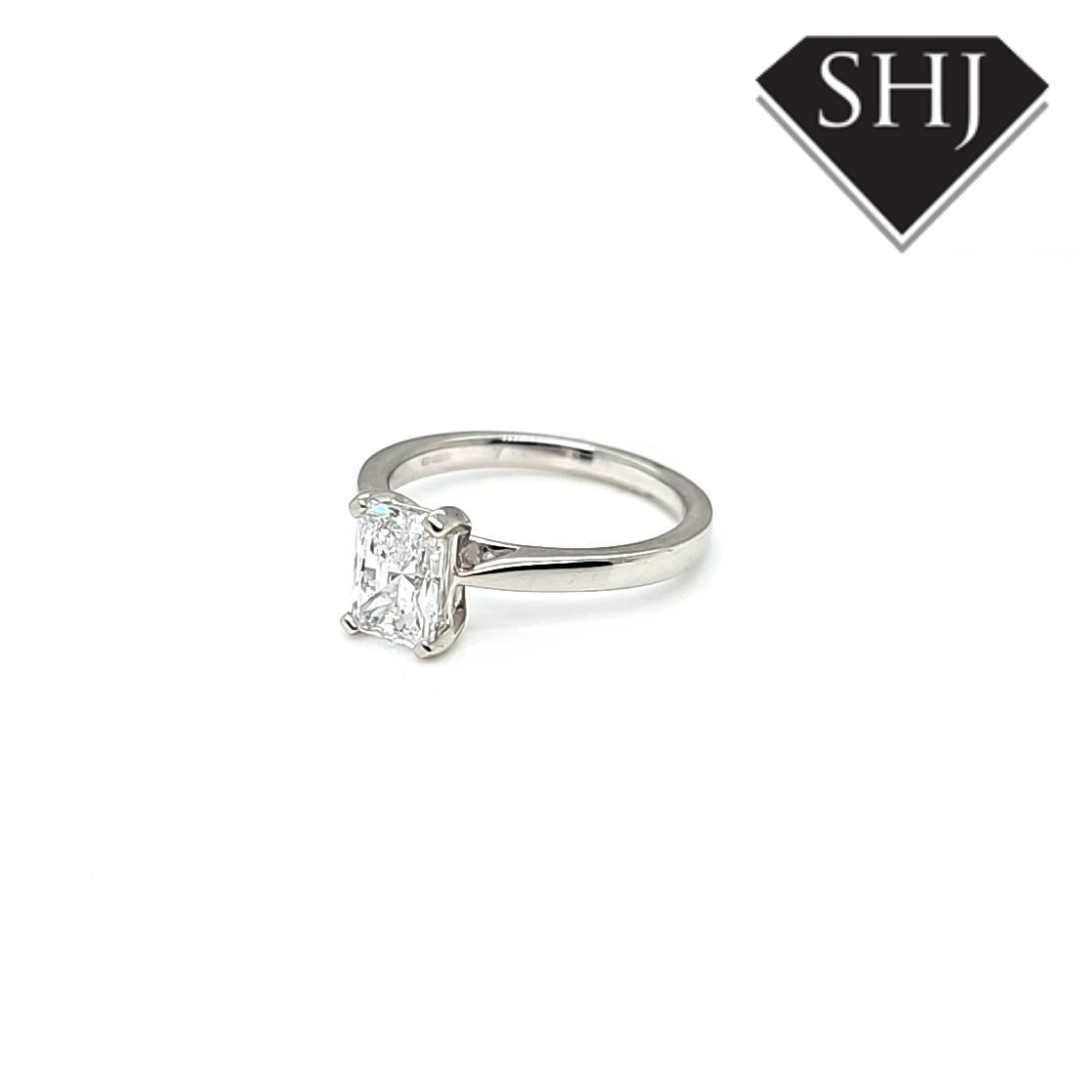Lab Created Platinum Radiant Cut Diamond Ring