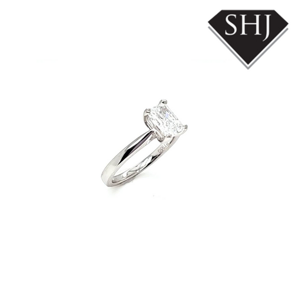 Lab Created Platinum Radiant Cut Diamond Ring