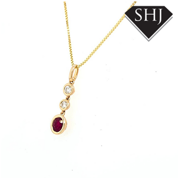 9ct Yellow Gold Ruby and Diamond