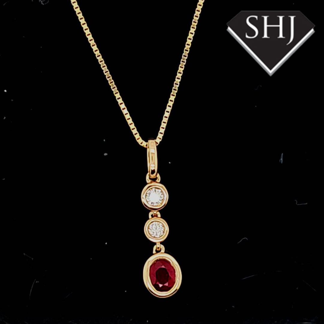 9ct Yellow Gold Ruby and Diamond