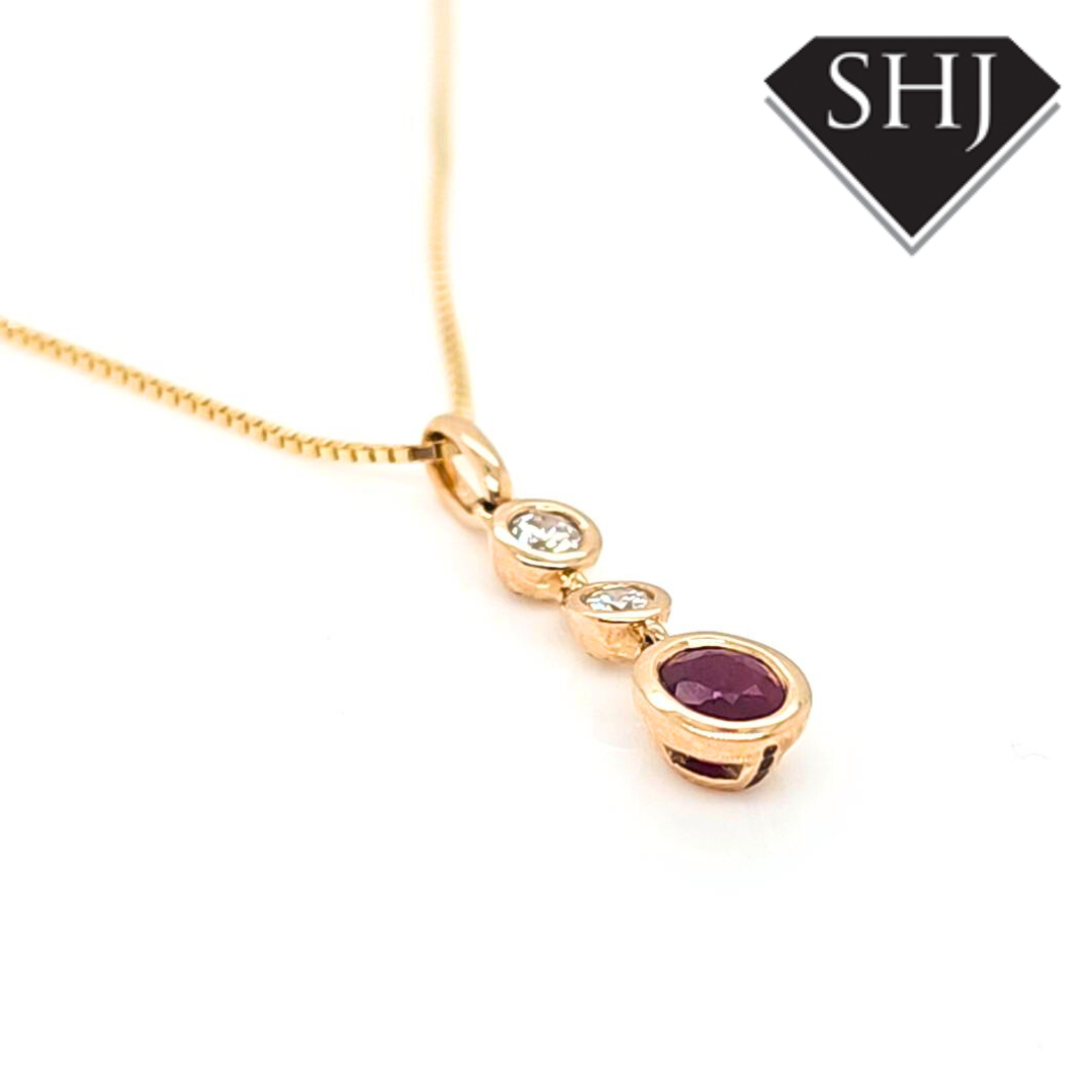 9ct Yellow Gold Ruby and Diamond