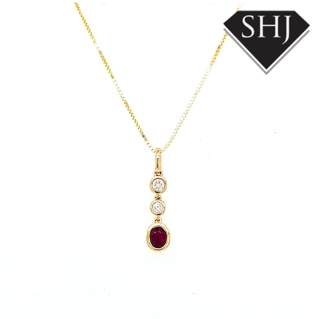 9ct Yellow Gold Ruby and Diamond