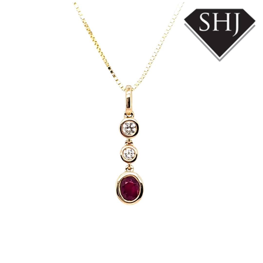 9ct Yellow Gold Ruby and Diamond