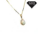 9ct Yellow Gold Opal and Diamond Pendant