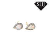 9ct Yellow Gold Opal and Diamond Earrings