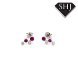 9ct White Gold Ruby and Diamond Earring