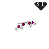 9ct White Gold Ruby and Diamond Earring