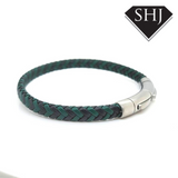 Green & Black Leather Bracelet