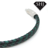 Green & Black Leather Bracelet