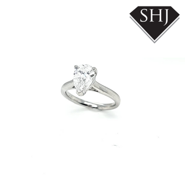 Lab Created Platinum Pear Diamond Ring 1.50ct