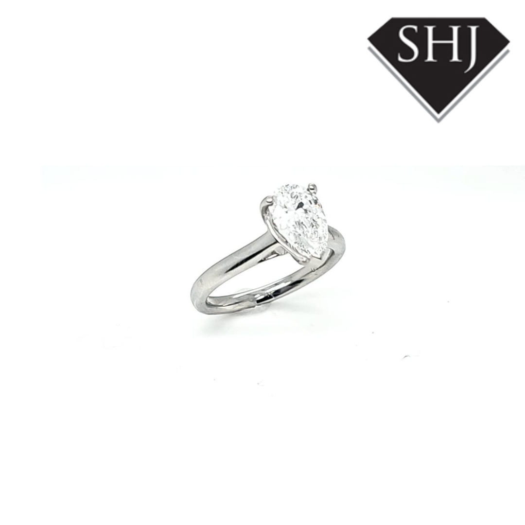 Lab Created Platinum Pear Diamond Ring 1.50ct