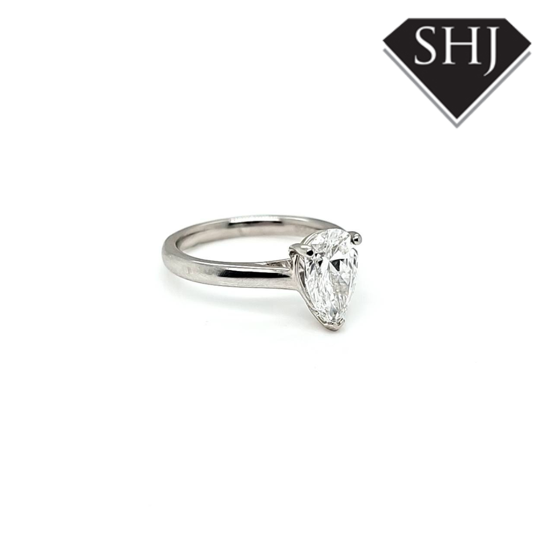 Lab Created Platinum Pear Diamond Ring 1.50ct