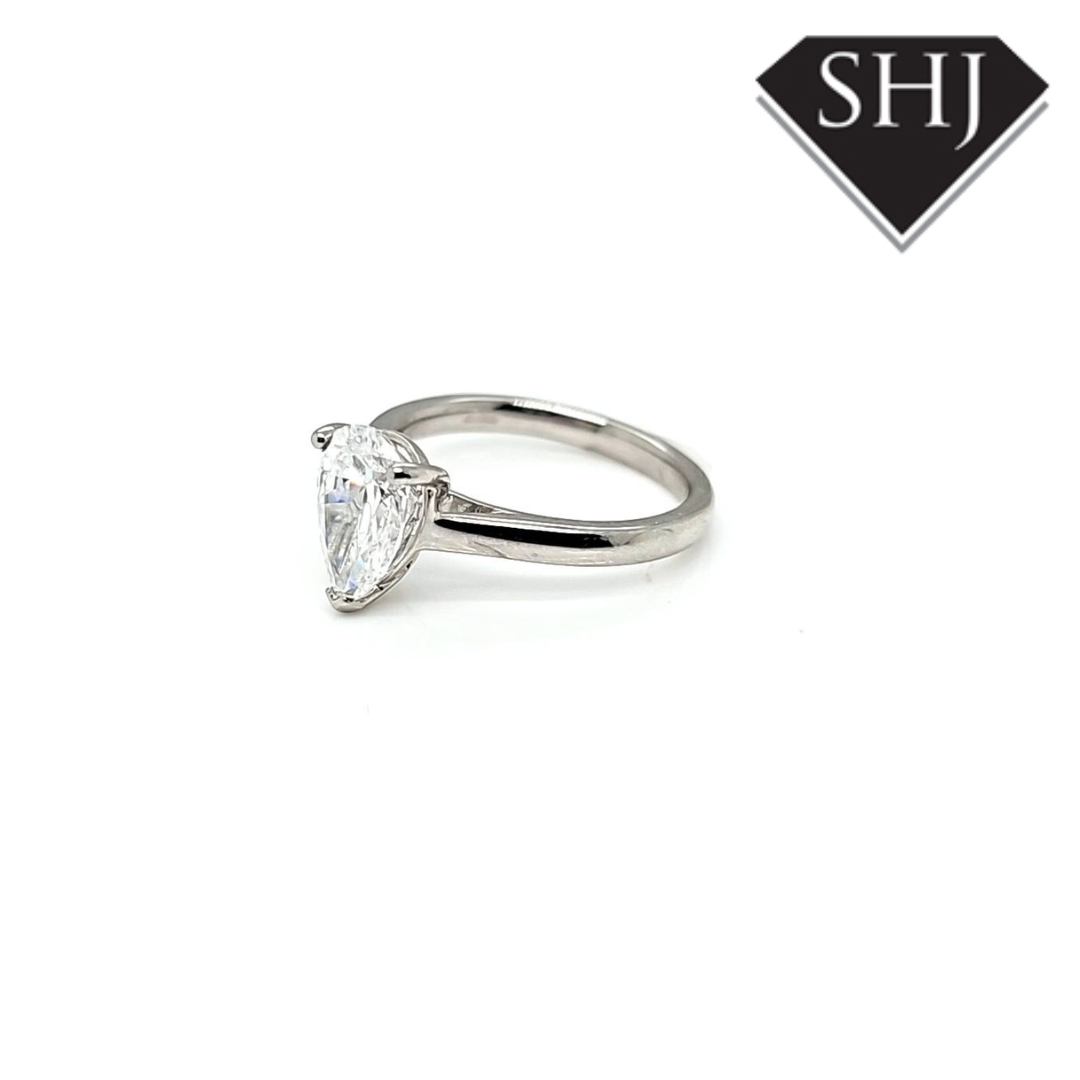 Lab Created Platinum Pear Diamond Ring 1.50ct