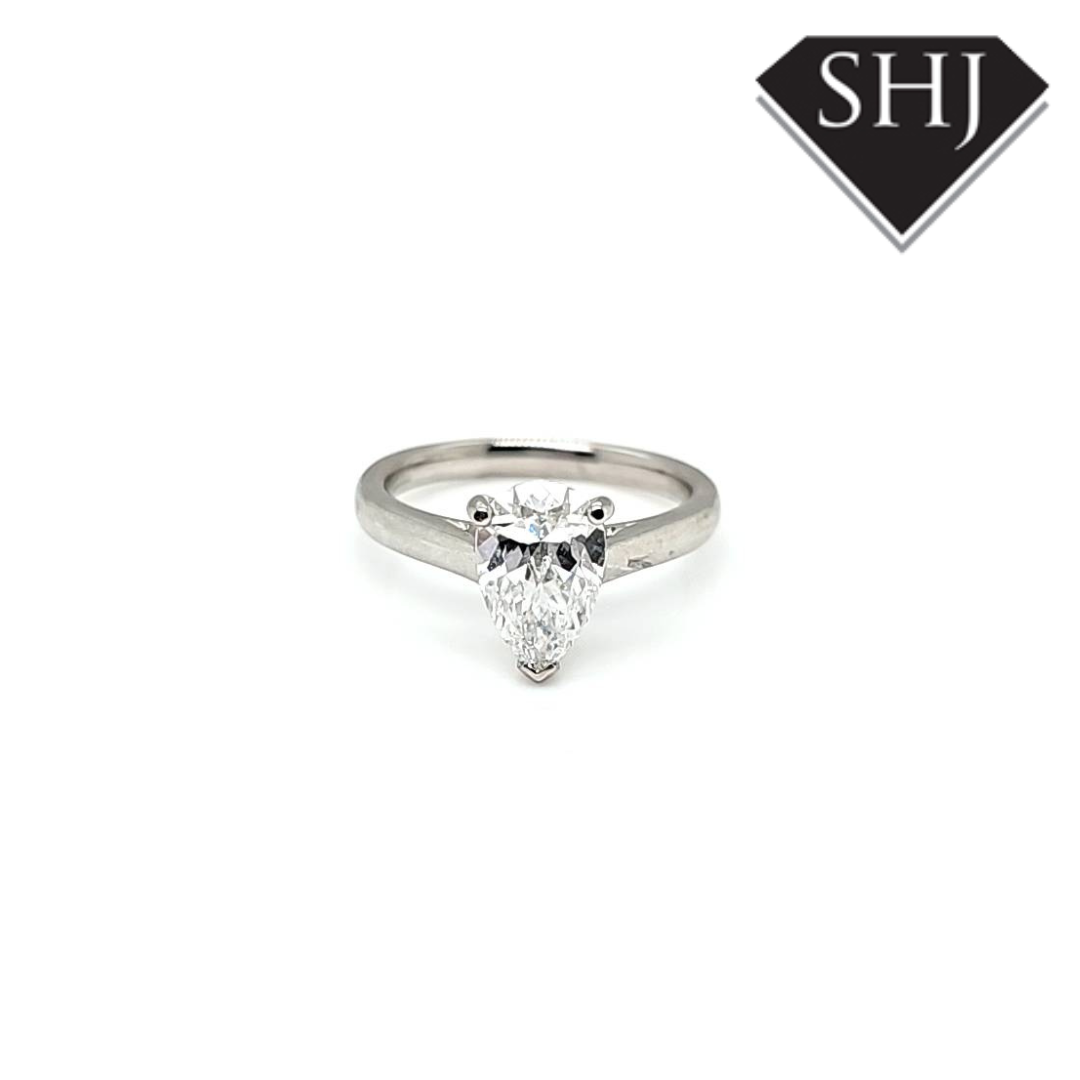 Lab Created Platinum Pear Diamond Ring 1.50ct