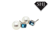18ct White Gold CP and Blue Topaz Earrings