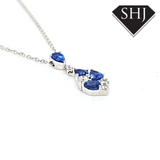 18ct White Gold Sapphire and Diamond Pendant