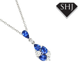 18ct White Gold Sapphire and Diamond Pendant