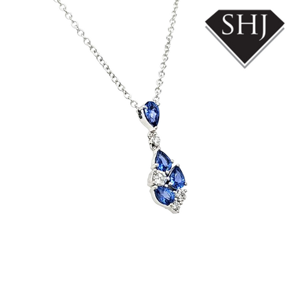 18ct White Gold Sapphire and Diamond Pendant