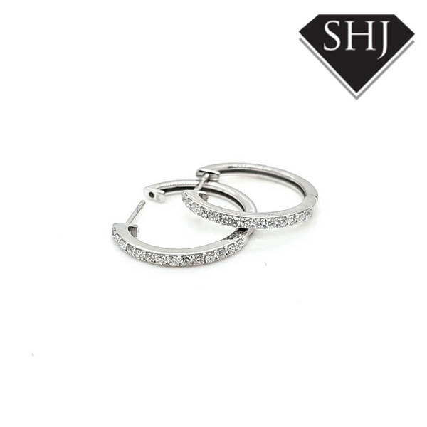 9ct White Gold Diamond Earrings