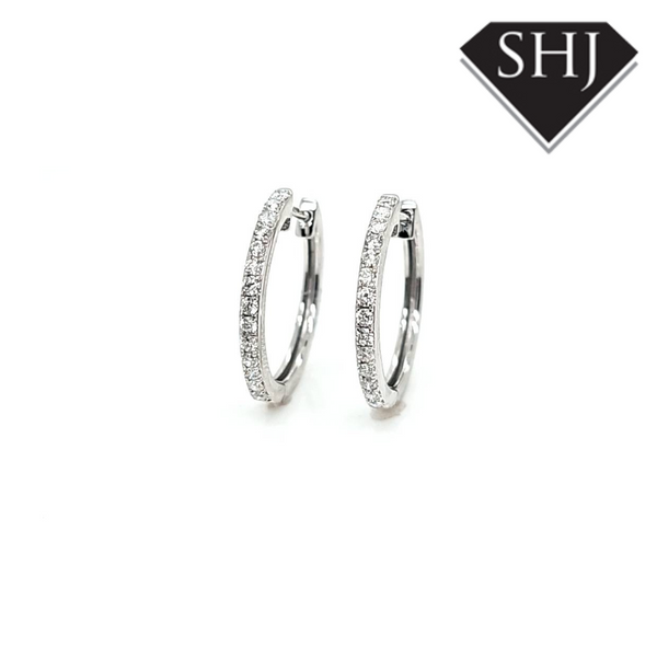 9ct White Gold Diamond Earrings
