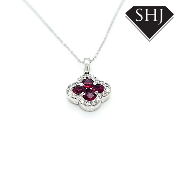 18ct White Gold Ruby and Diamond Pendant 0.94ct