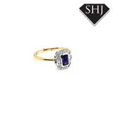 9ct Yellow Gold Amethyst and Diamond Cluster 0.77ct