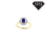 9ct Yellow Gold Amethyst and Diamond Cluster 0.77ct