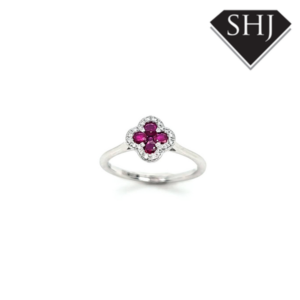 Platinum Ruby and Diamond Cluster 0.44ct