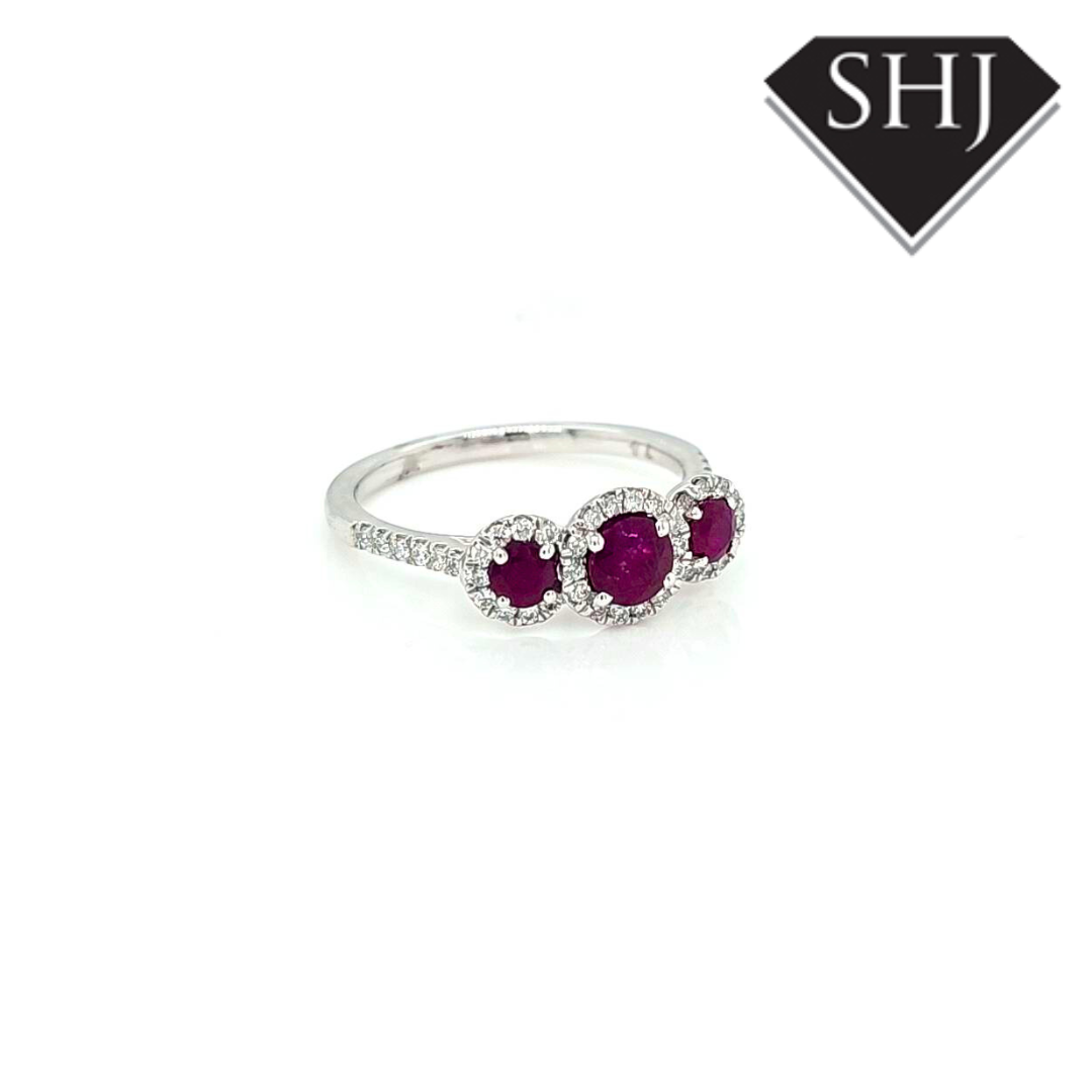 Platinum Ruby and Diamond Cluster