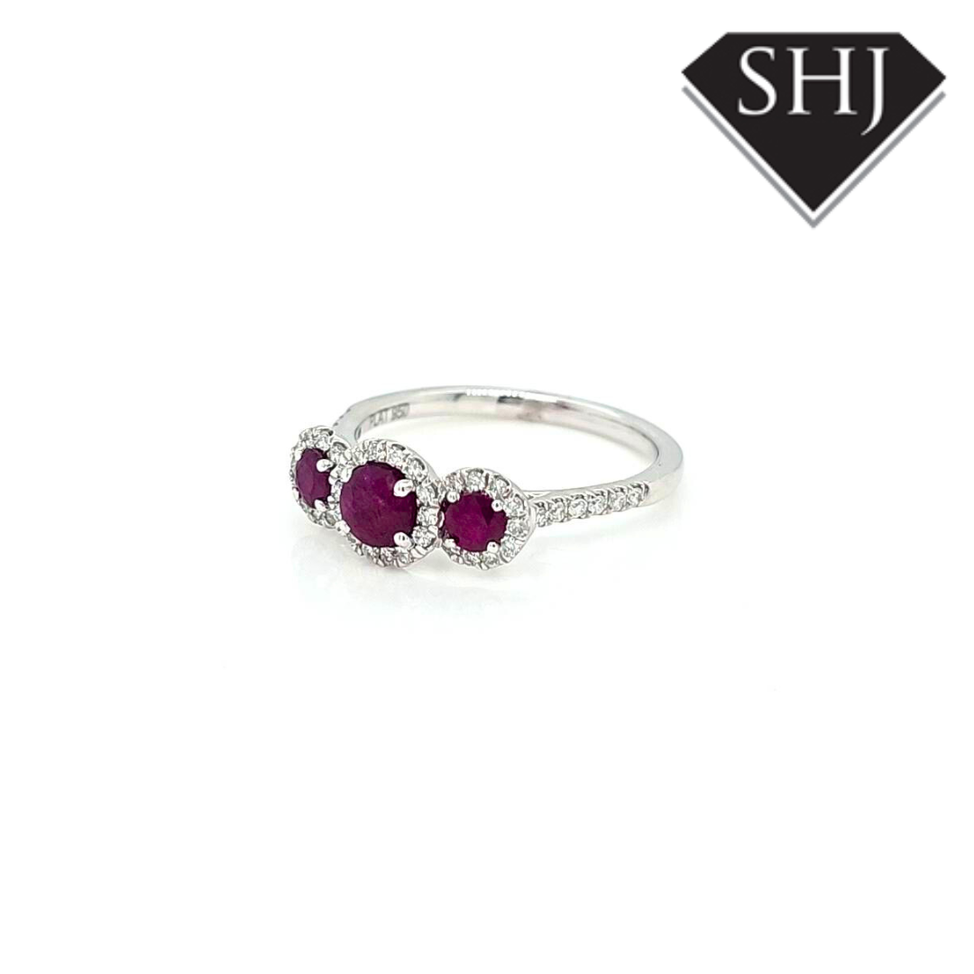 Platinum Ruby and Diamond Cluster