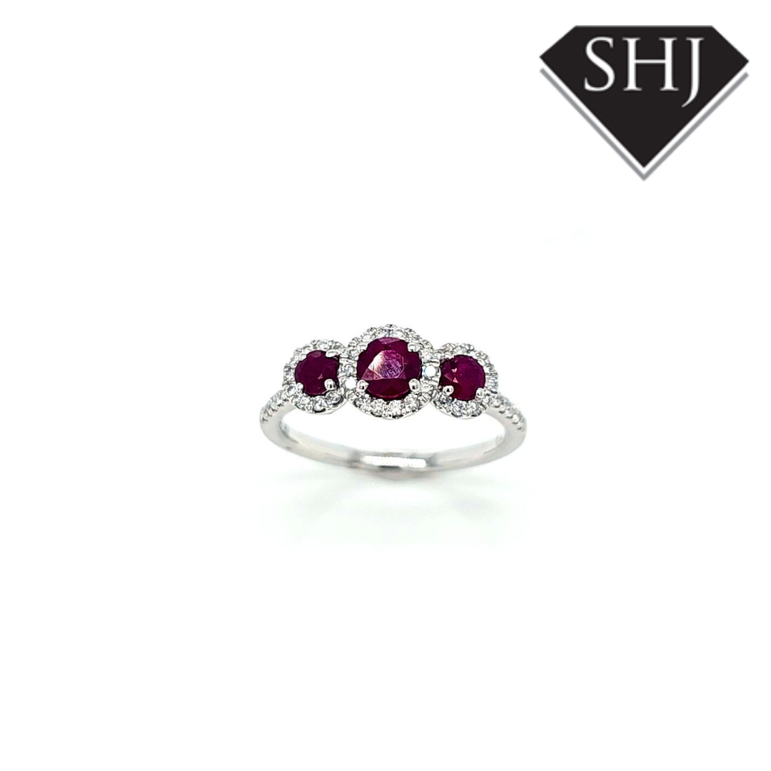 Platinum Ruby and Diamond Cluster