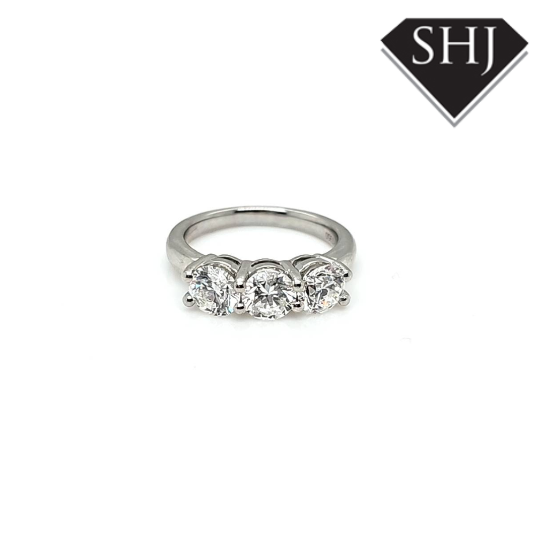 All Platinum 3 Stone Diamond Ring 2.10ct
