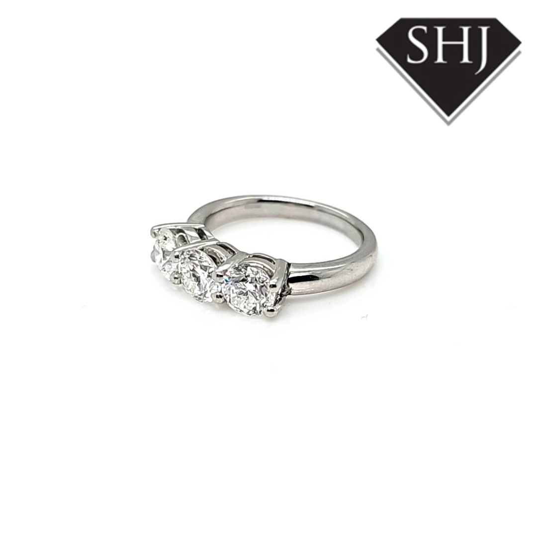 All Platinum 3 Stone Diamond Ring 2.10ct
