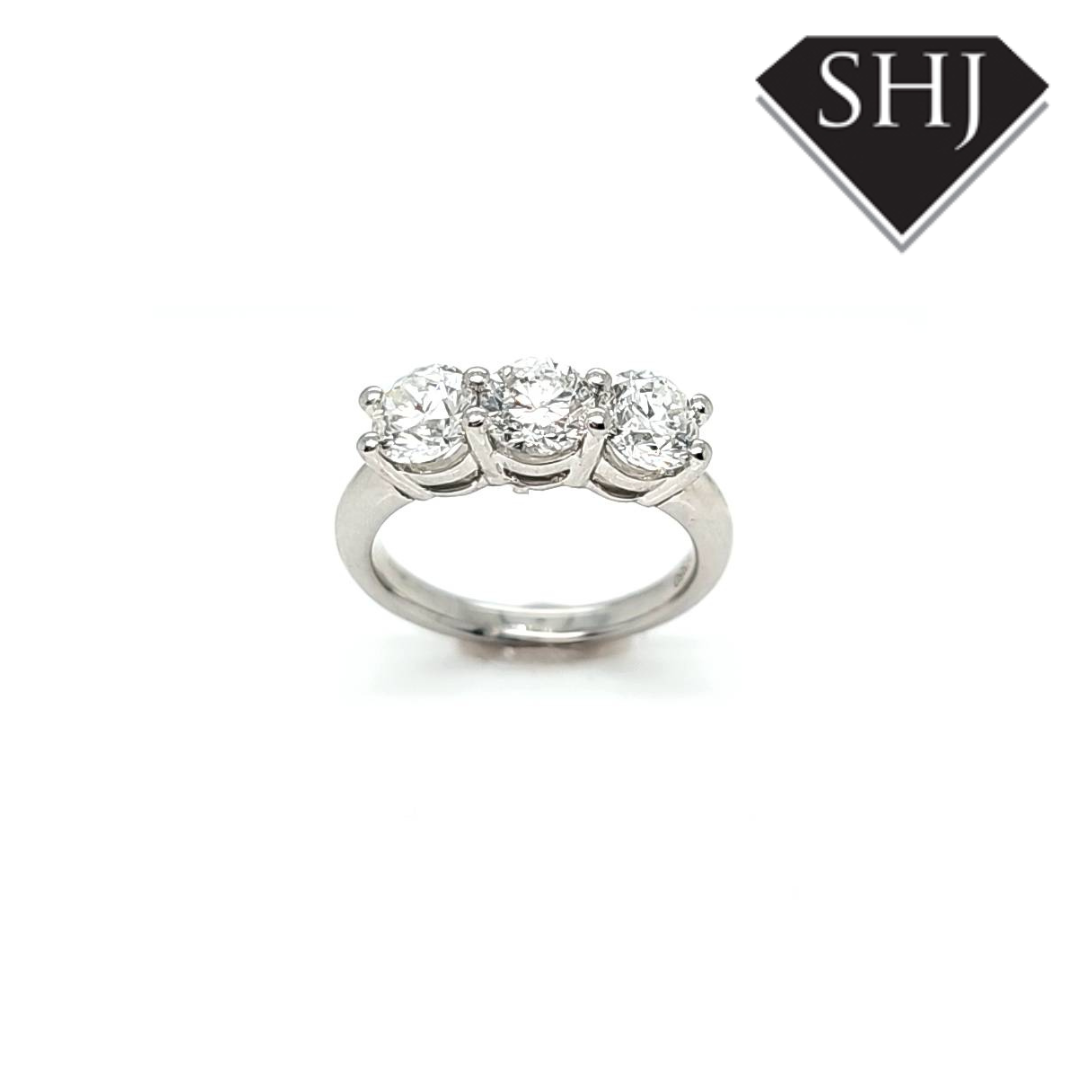 All Platinum 3 Stone Diamond Ring 2.10ct
