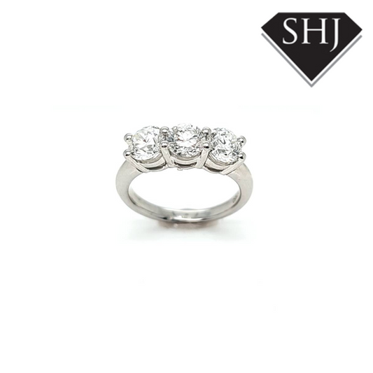 All Platinum 3 Stone Diamond Ring 2.10ct